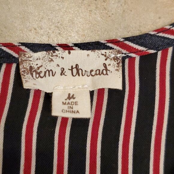 Hem & Thread striped long sleeve tie front long sleeve top - Picture 4 of 9